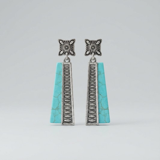 Turquoise & Silver Western Drop Earrings