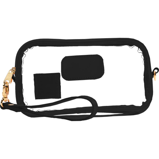 Black Leather - Clear Wristlet