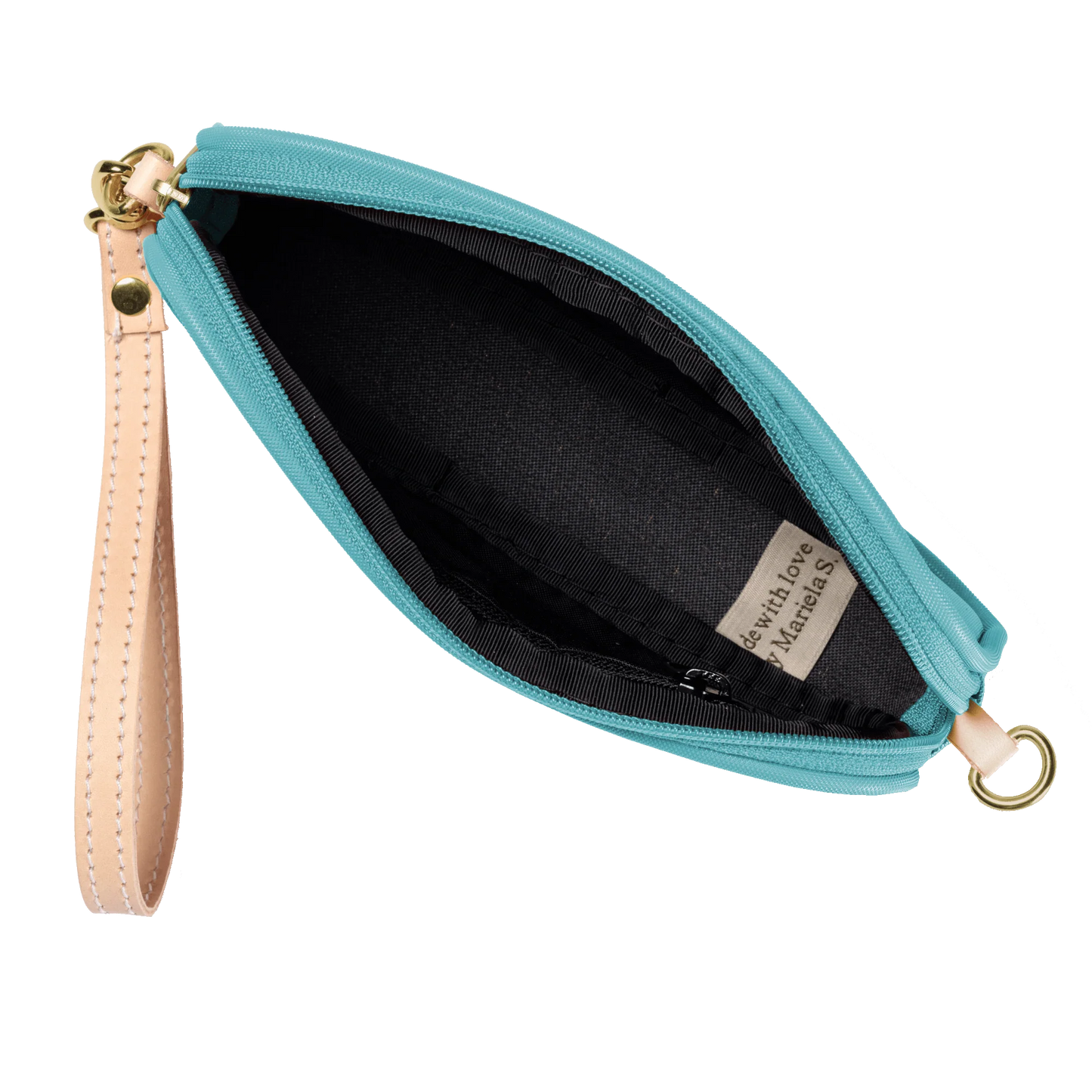 Ocean Blue Coated Canvas Wristlet