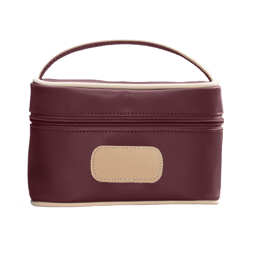 Burgundy Coated Canvas - Mini Makeup Case