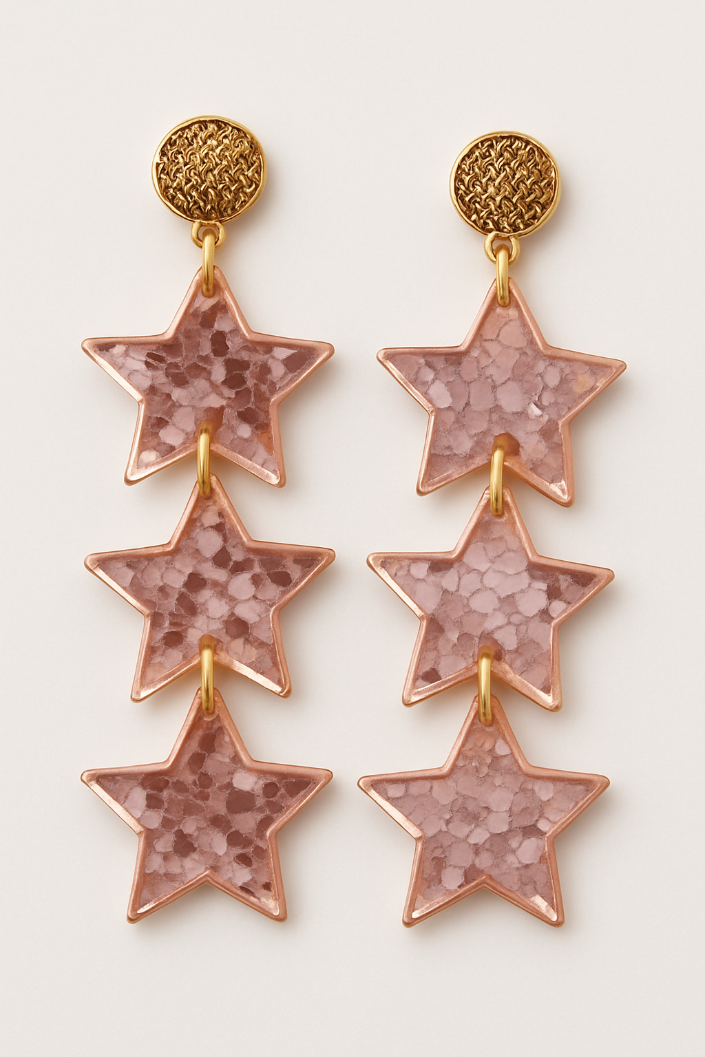 Pink Glitter Star Dangle Earrings