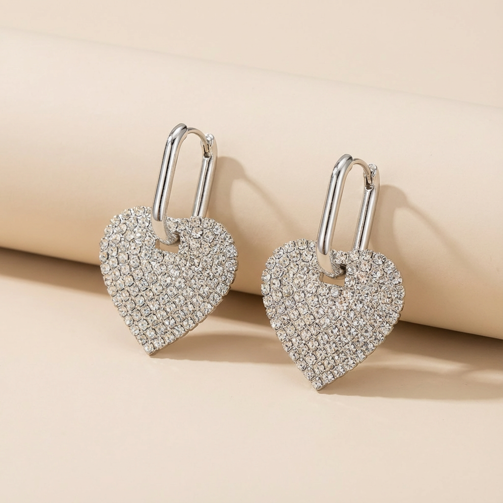 Crystal Avenue Heart Drop Earrings