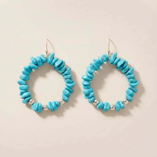 Turquoise Stone Hoop Earrings