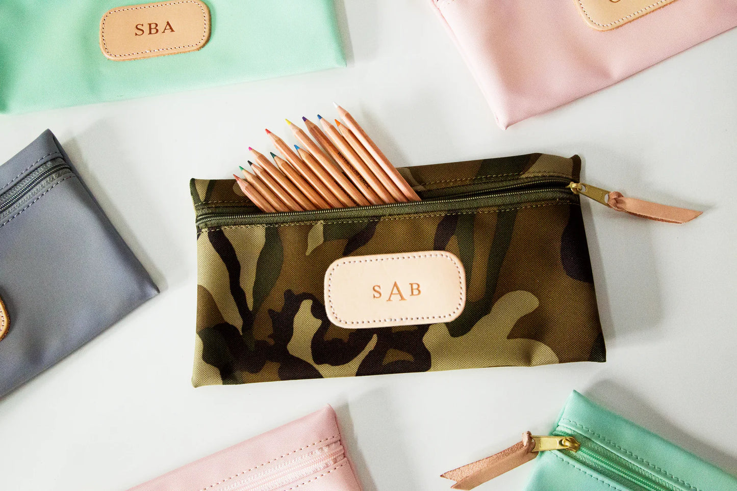 Kelly Green Coated Canvas Large Pouch