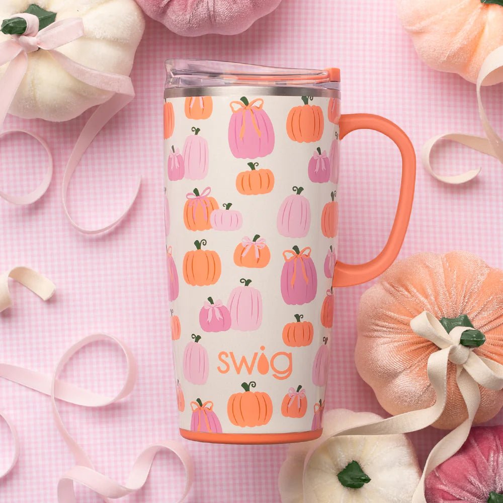 SWIG PUMPKINS AND BOWS TRAVEL MUG 22OZ